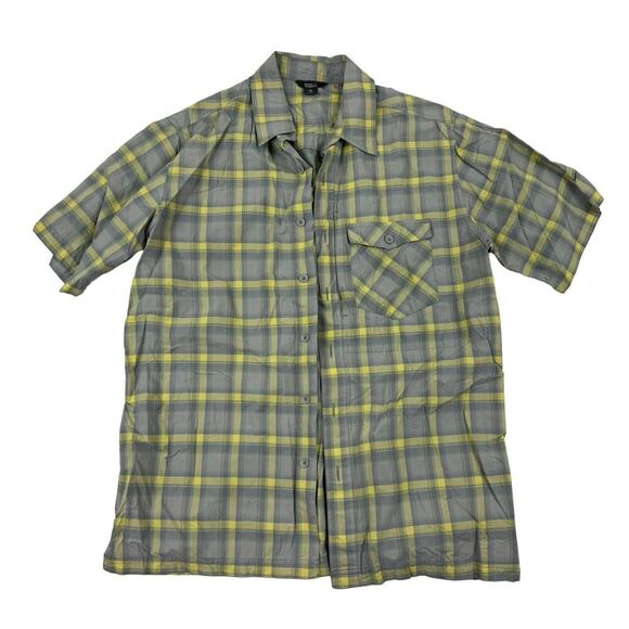 Royal Robbins Relaxed Fit Gray Yellow Plaid Button Up Shirt Short Sleeve Size M - Picture 1 of 6